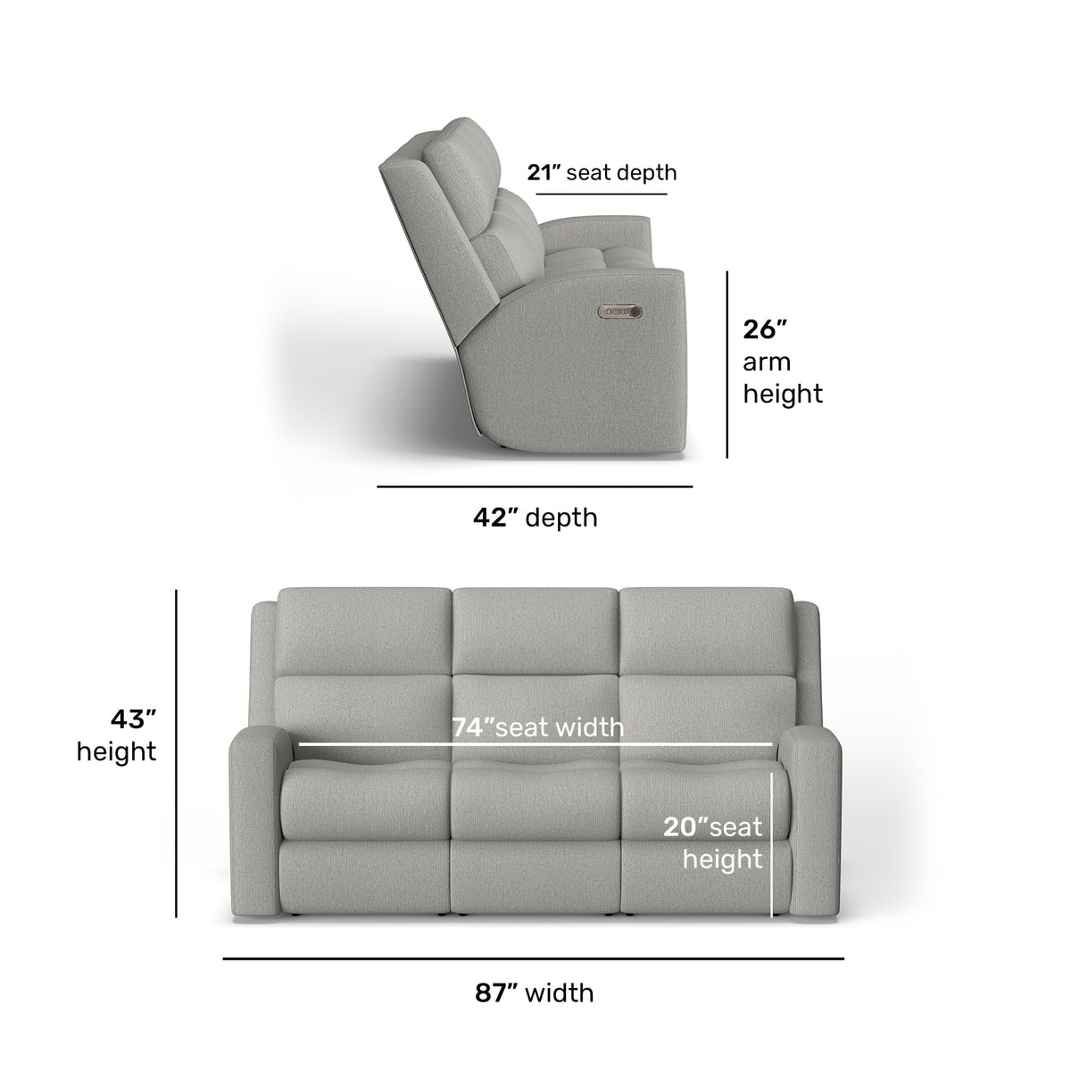 Flexsteel Score Power Reclining Sofa with Power Headrests & Lumbar