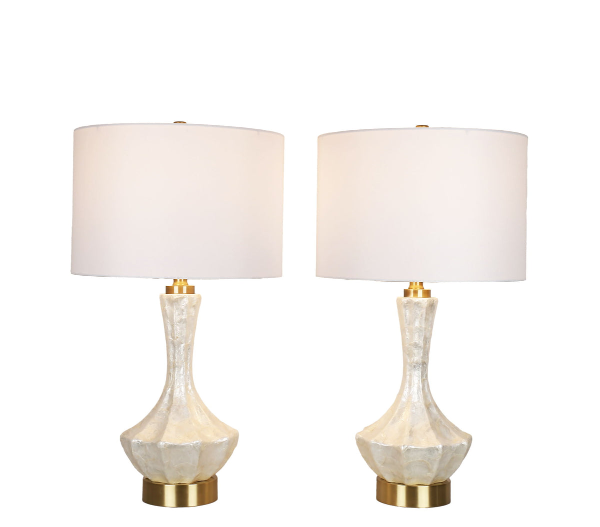 Crystal Shell Capiz Shell & Metal Table Lamp (Set of 2) - White Shell / Soft Gold