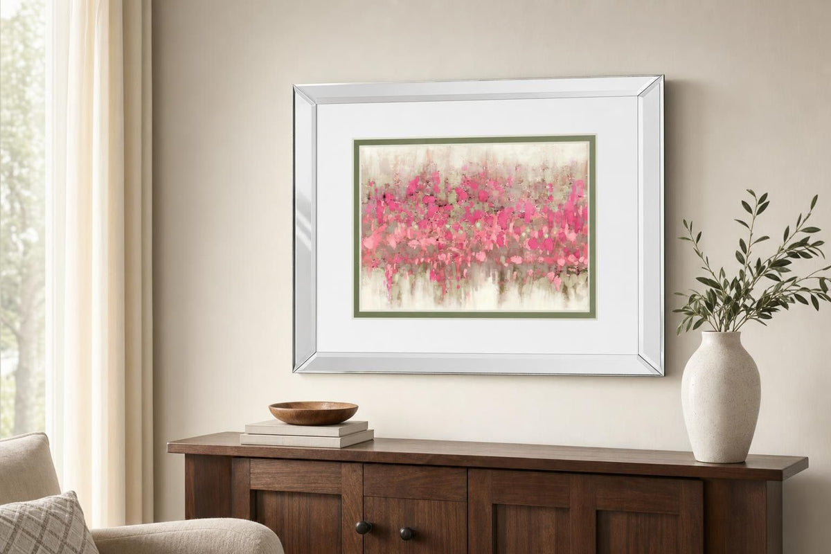Crossing Abstract I Mirror Framed By DanMeneely - Pink