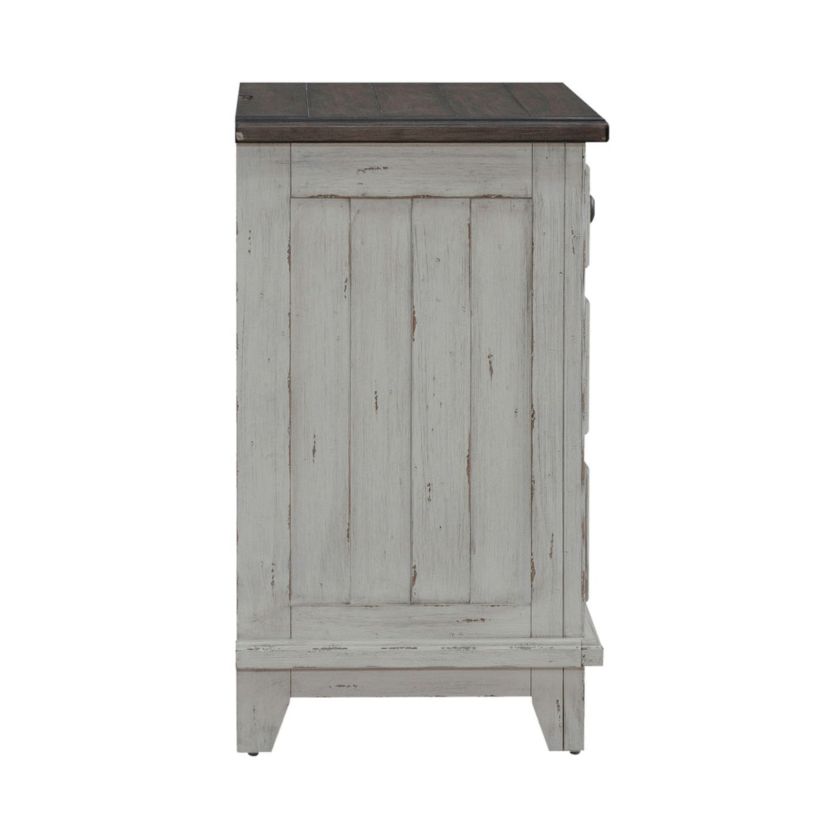 River Place - 3 Drawer Nightstand With Charging Station - Riverstone White & Tobacco