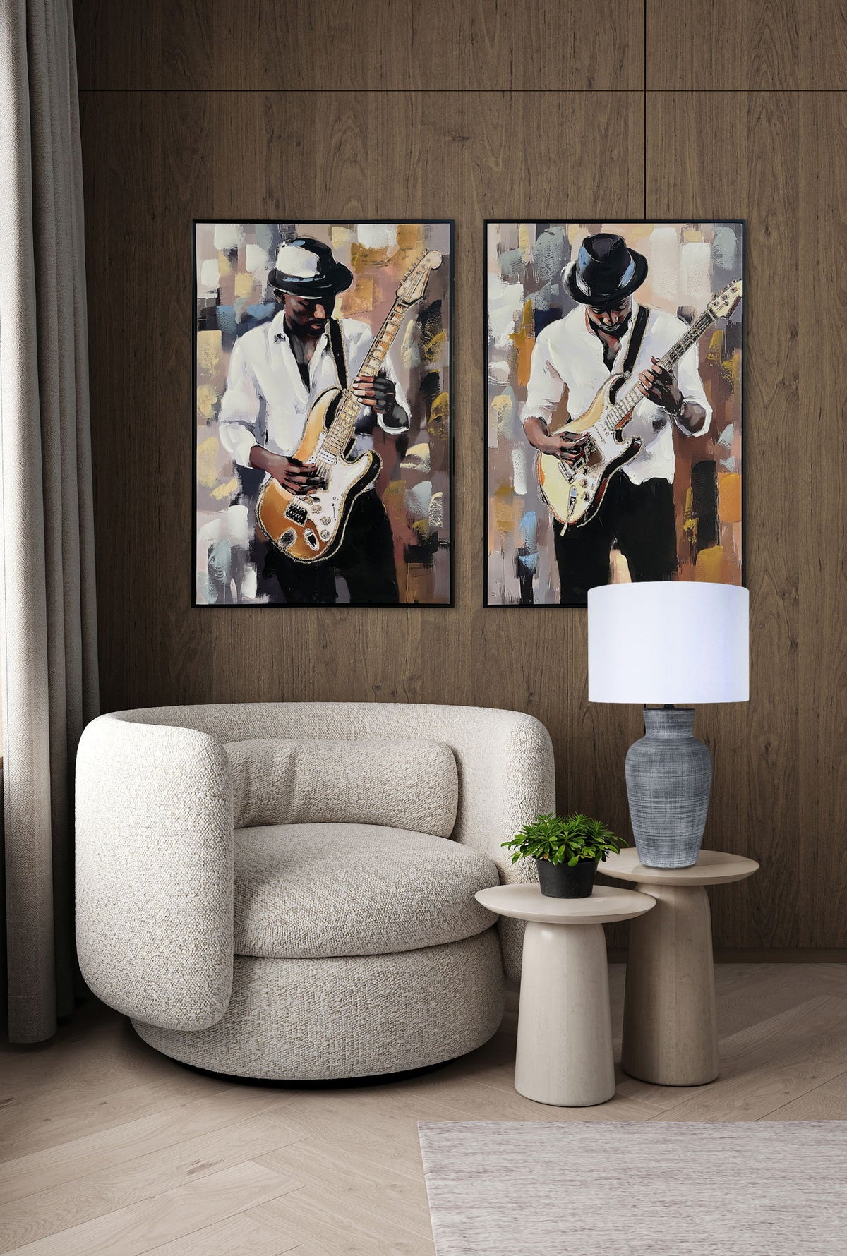 Midnight Riff I Hand-Embellished Canvas In Frame - White / Gold