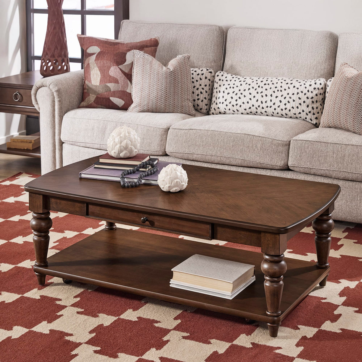 Flexsteel Bellevue Rectangular Coffee Table with Casters