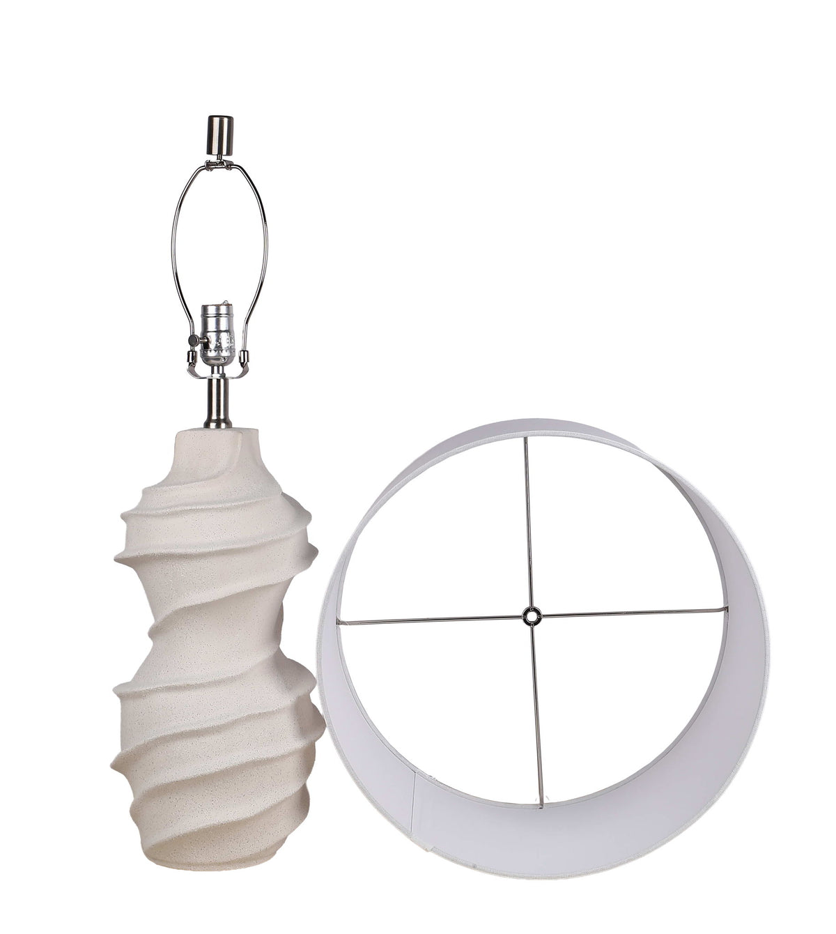 "Serenity Waves" Ceramic Table Lamp - Off White