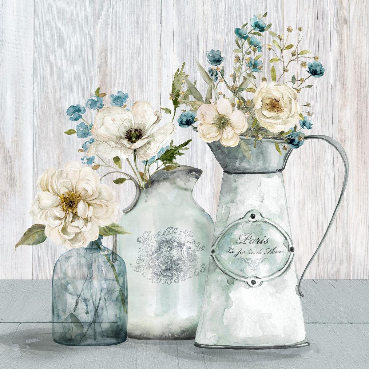French Garden Flowers I By Carol Robinson - Silver