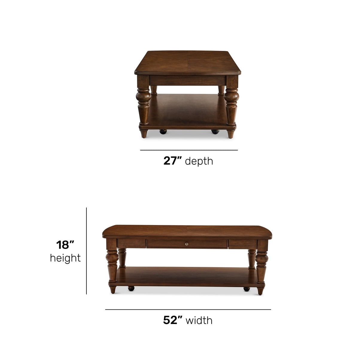 Flexsteel Bellevue Rectangular Coffee Table with Casters