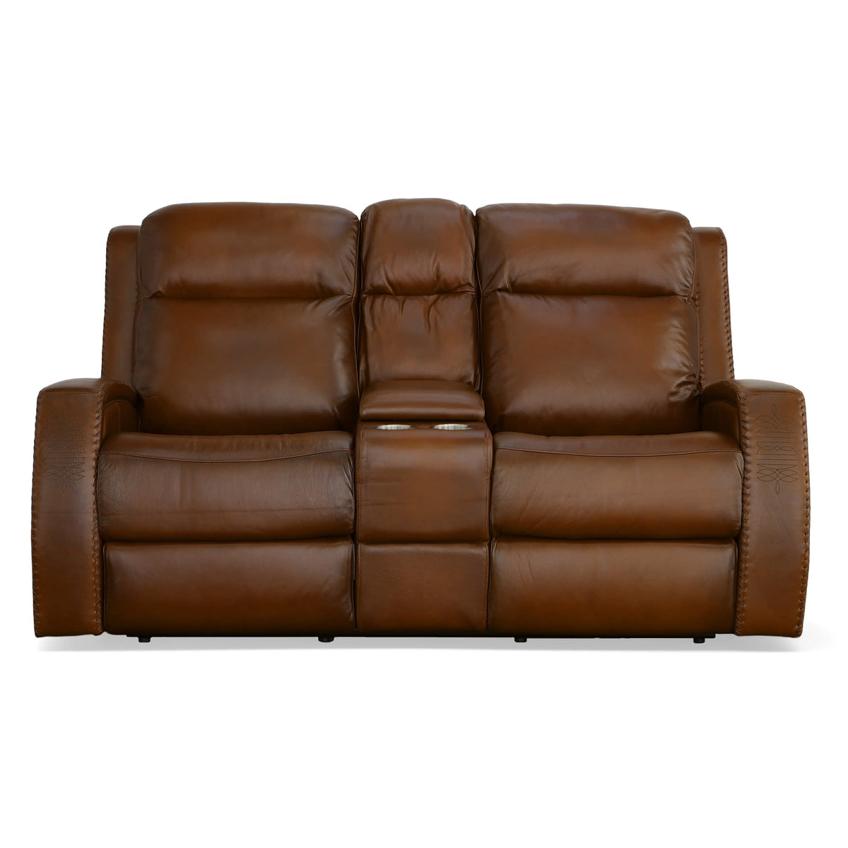 Flexsteel Mustang Power Loveseat with Console with Power Headrest