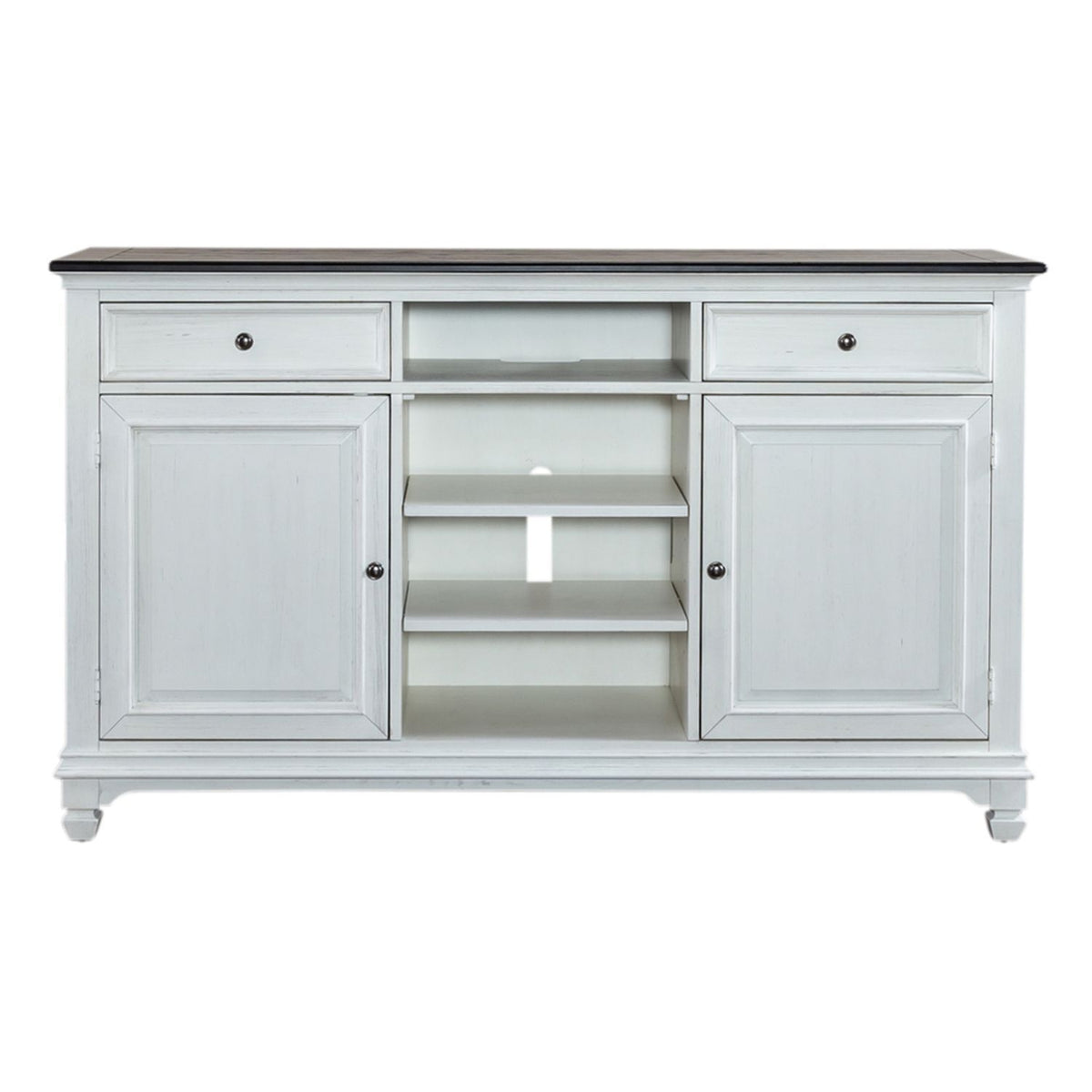 Allyson Park - 68" Highboy TV Console - Wirebrushed White / Charcoal