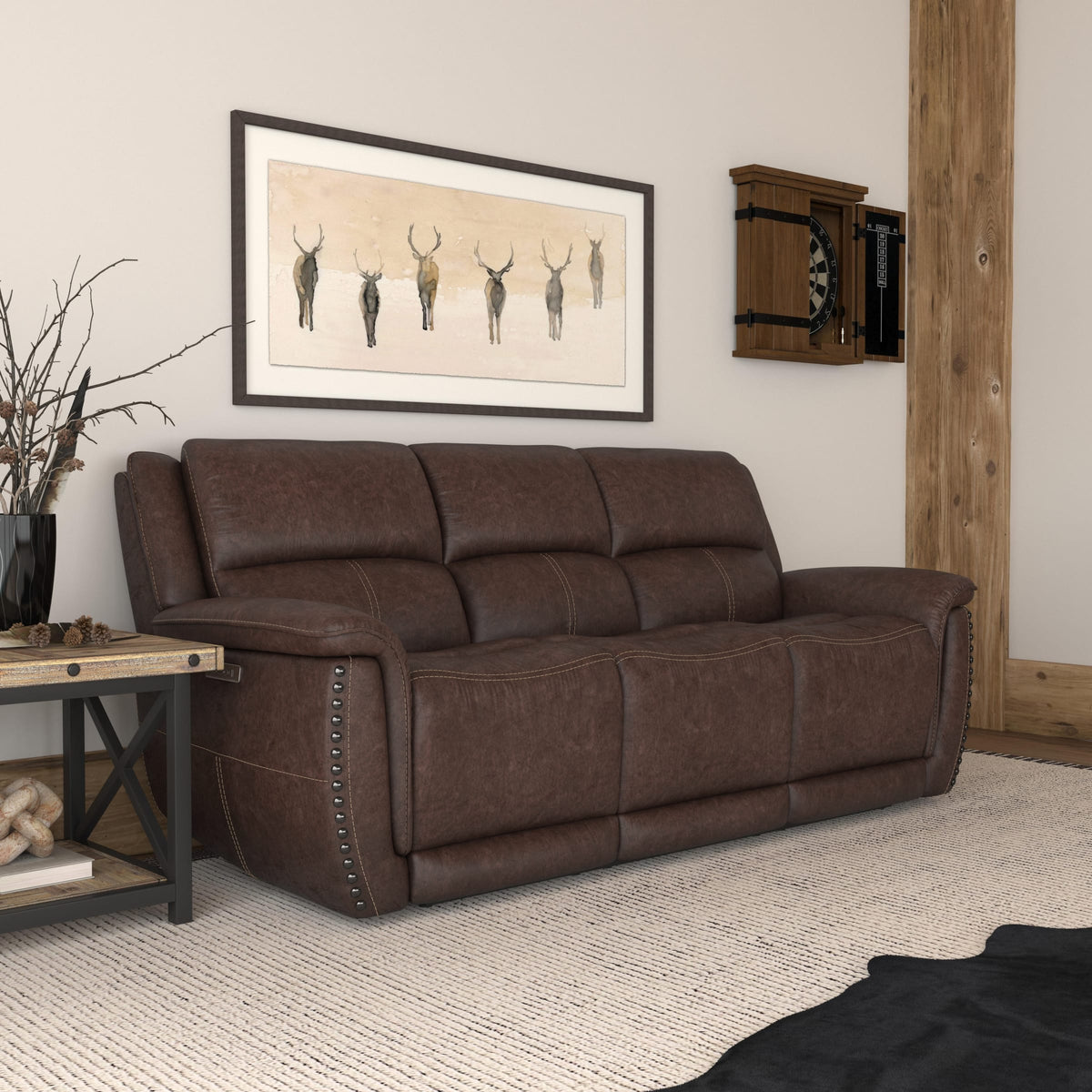 Flexsteel Beau Power Reclining Sofa with Power Headrests