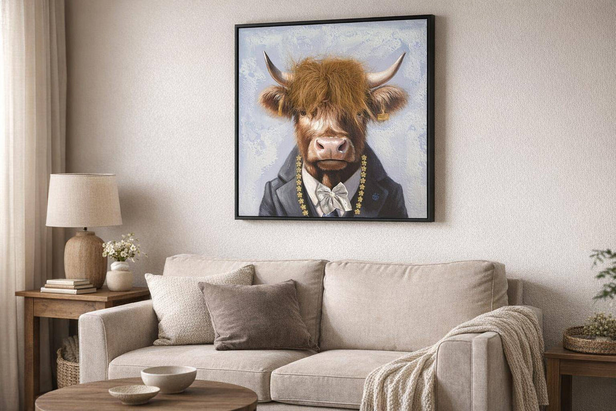 Animal Honor Role I Hand-Embellished Canvas With Fabric In Frame - Black / Brown