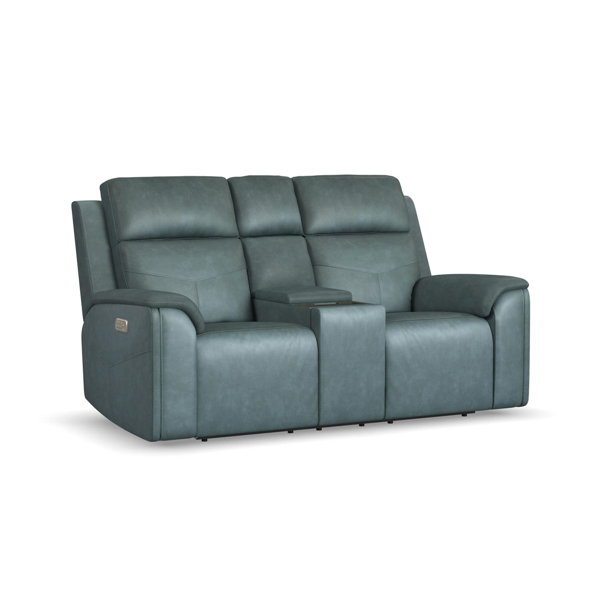 Flexsteel Vernon Power Reclining Loveseat with Console, Power Headrests, Lumbar, Heat & Massage