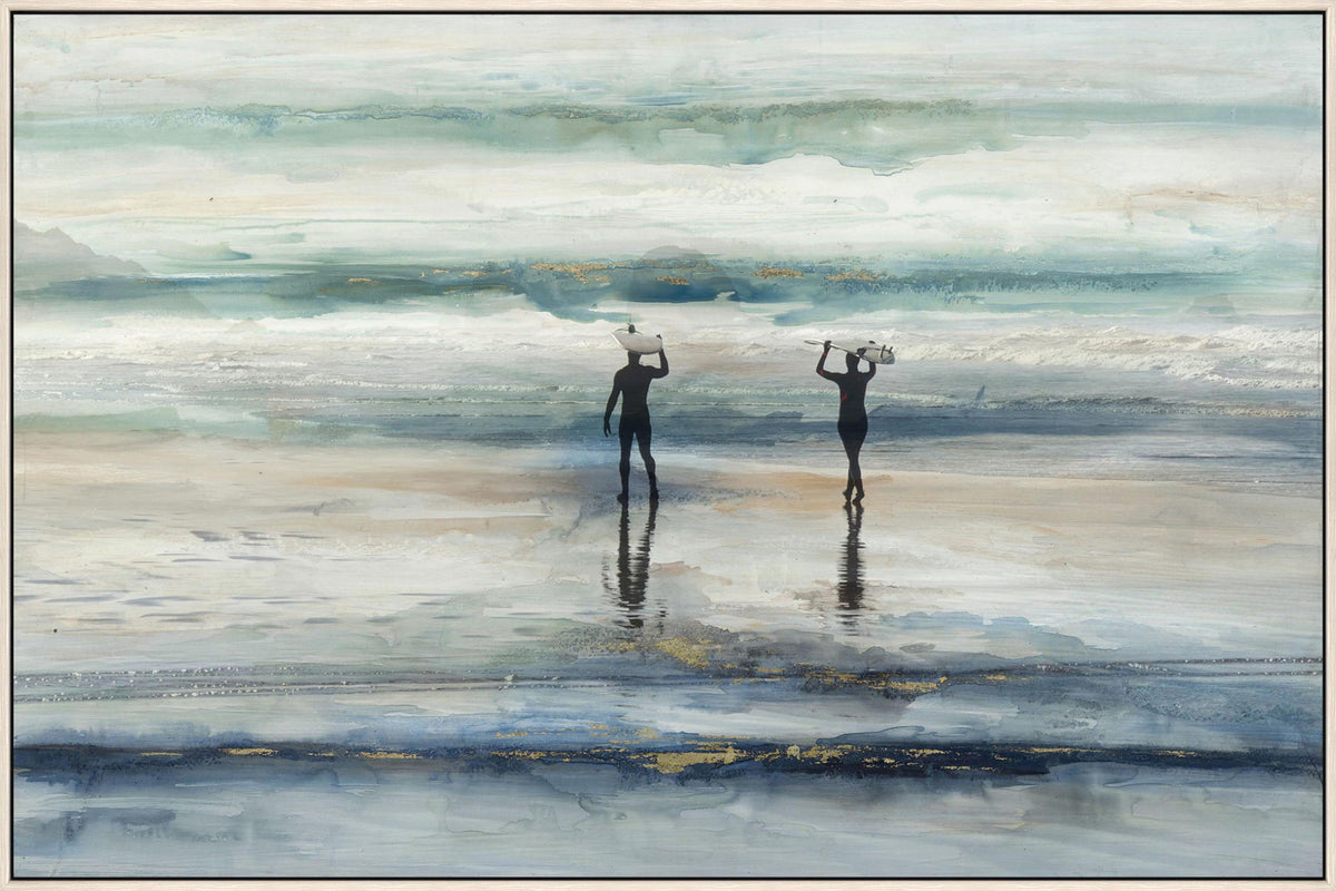 Surfer Stroll - 32" x 48" Framed Wall Art - Blue