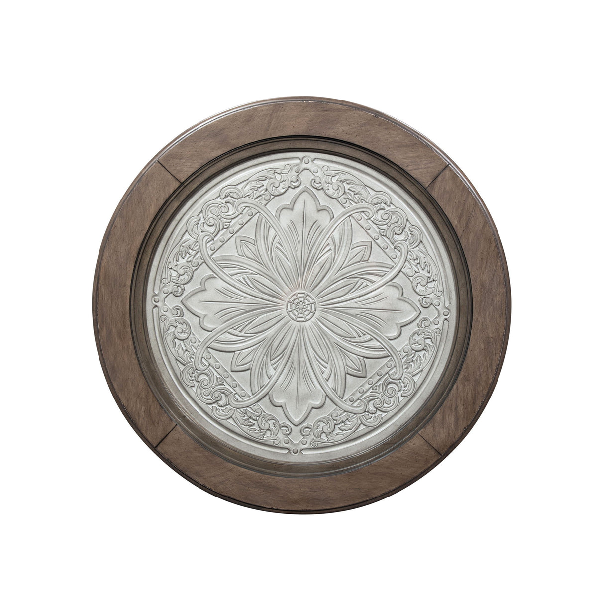 Heartland - Round Ceiling Tile Cocktail Table - Antique White / Tobacco Tops