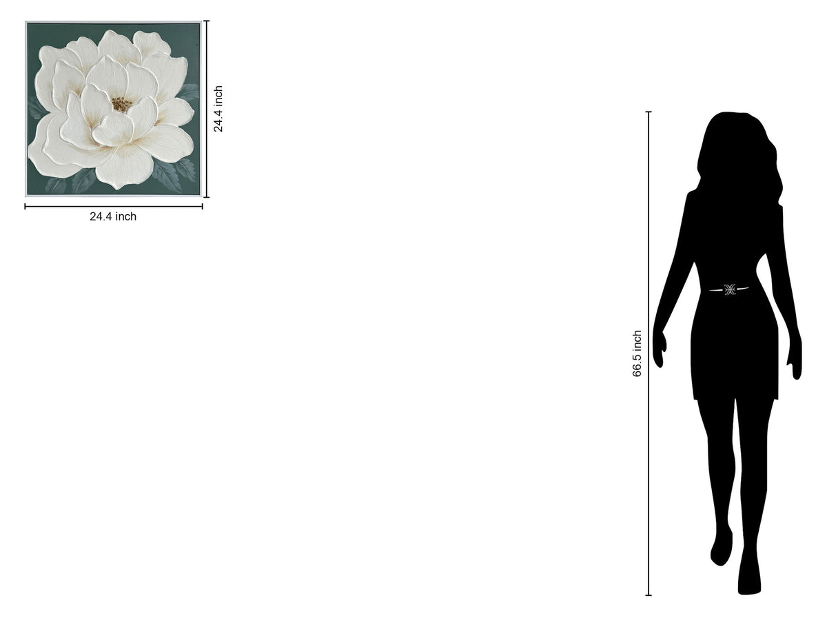 Ivory Bloom II Hand-Painted Canvas In Frame - Green / White