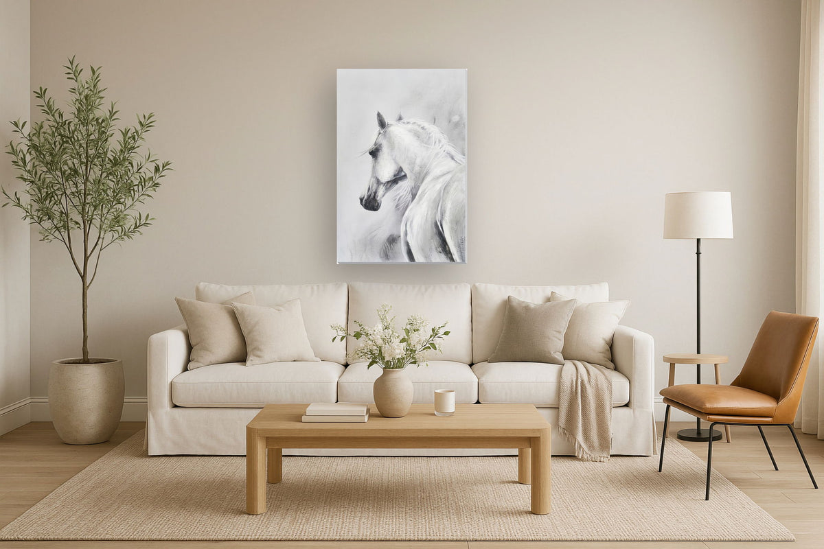 32x47 Hand Painted Textured Canvas - Silver
