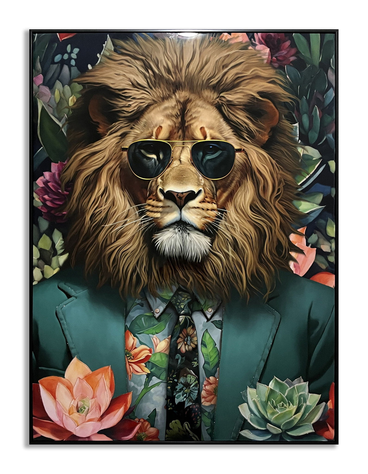 Floral King Swagger - 40" x 30" Framed Wall Art - Green