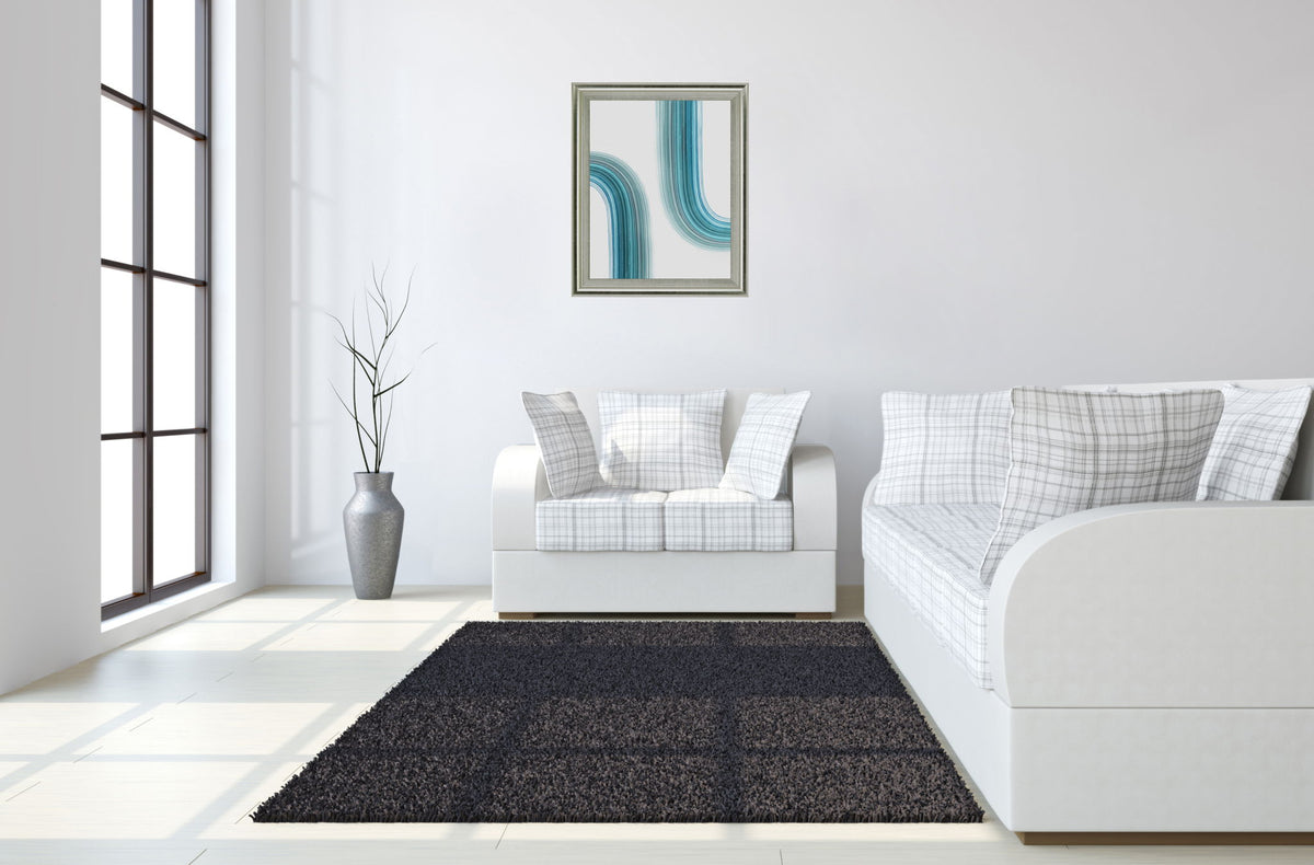 Curved Streams - 28" x 34" Framed Wall Art - Light Blue