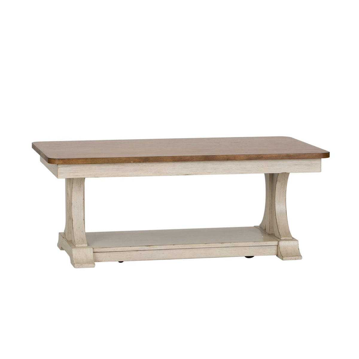 Farmhouse Reimagined - 3 Piece Table Set (1 Cocktail 2 End Tables) - Antique White / Chestnut Tops