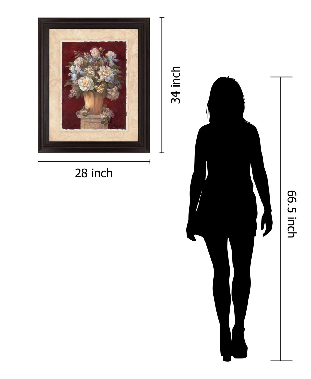 Crimson Petal Harmony - 28" x 34" Framed Wall Art - Dark Red