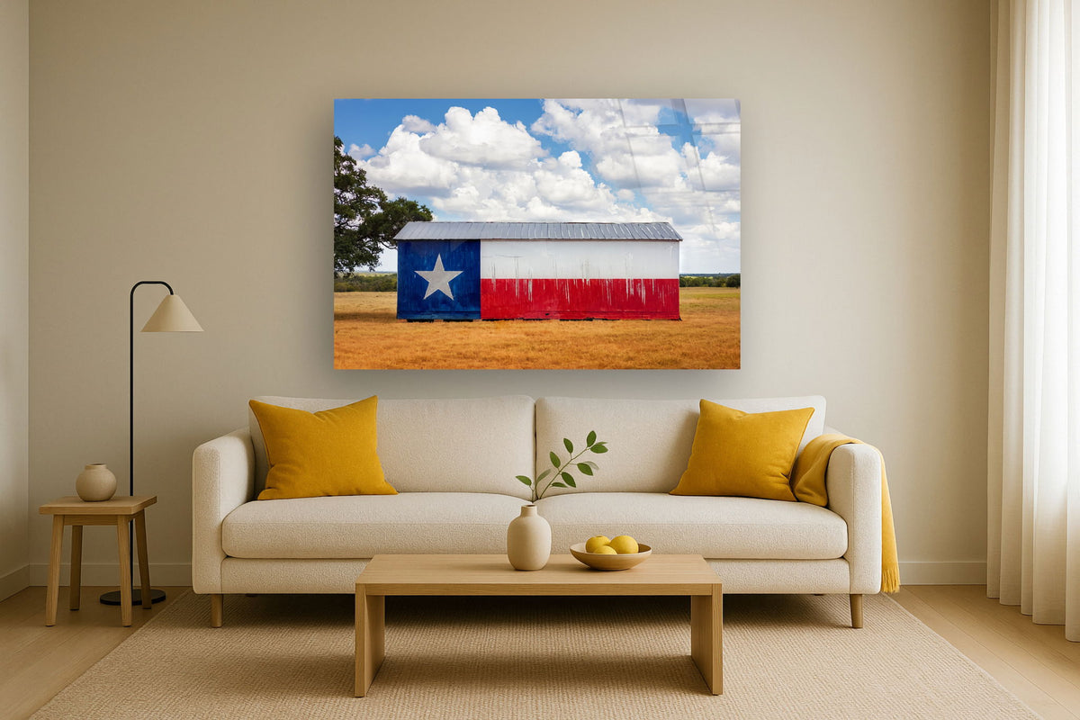 Tempered Glass With Foil - Txas Flag Barn - White