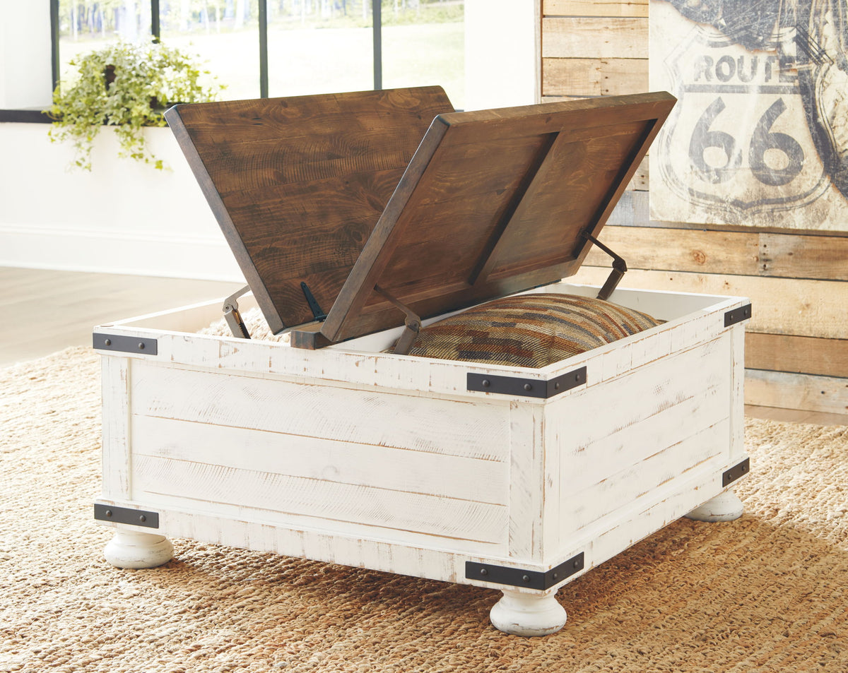 Wystfield - Cocktail Table with Storage - White / Brown