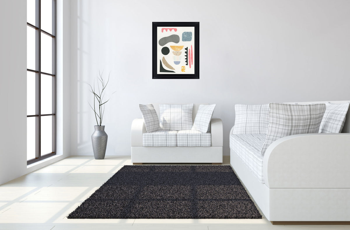 Playful Shapes - 28" x 34" Framed Wall Art - Pink