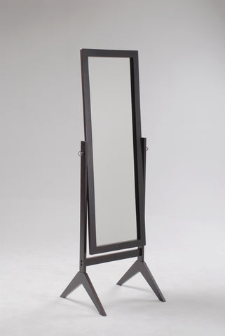 espresso finish rectangular cheval mirror 18.5" wide, 58.5" high