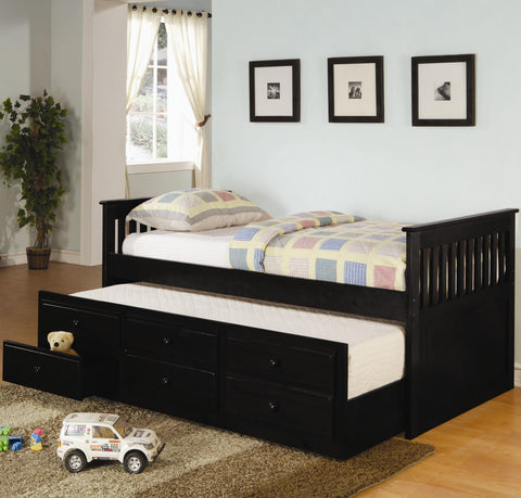 Black Daybed With Trundle & Storage