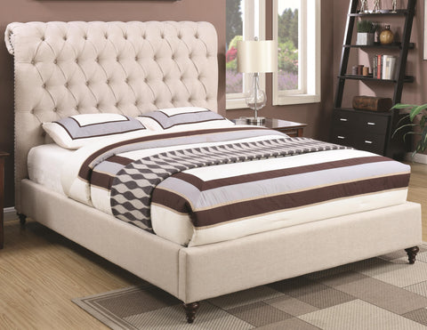 Devon Upholstered Bed - Beige
