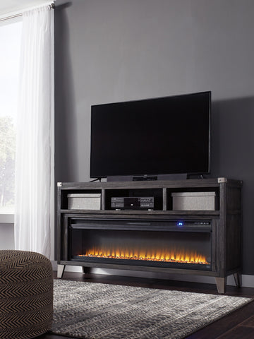 Todoe Gray Fireplace TV Stand