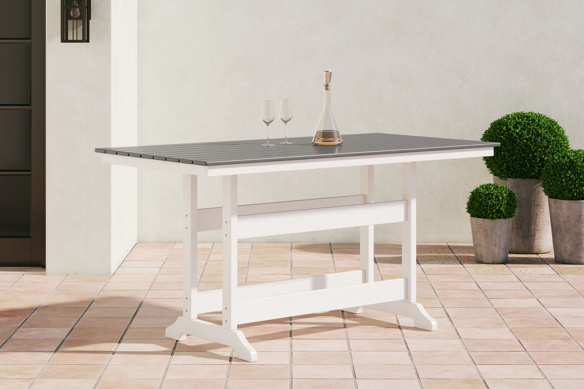 Transville - Rectangular Counter Table With Umbrella Option - Gray / White