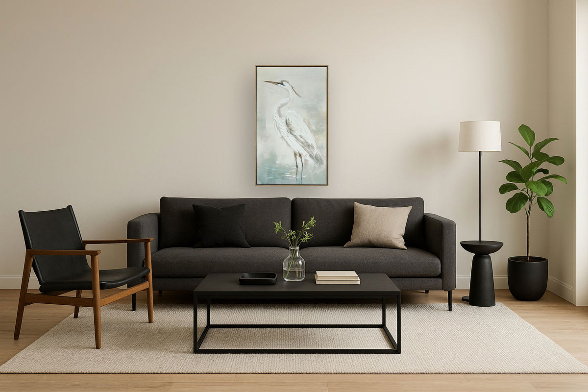 Mist Plumage - 39" x 24" Framed Wall Art - Gray