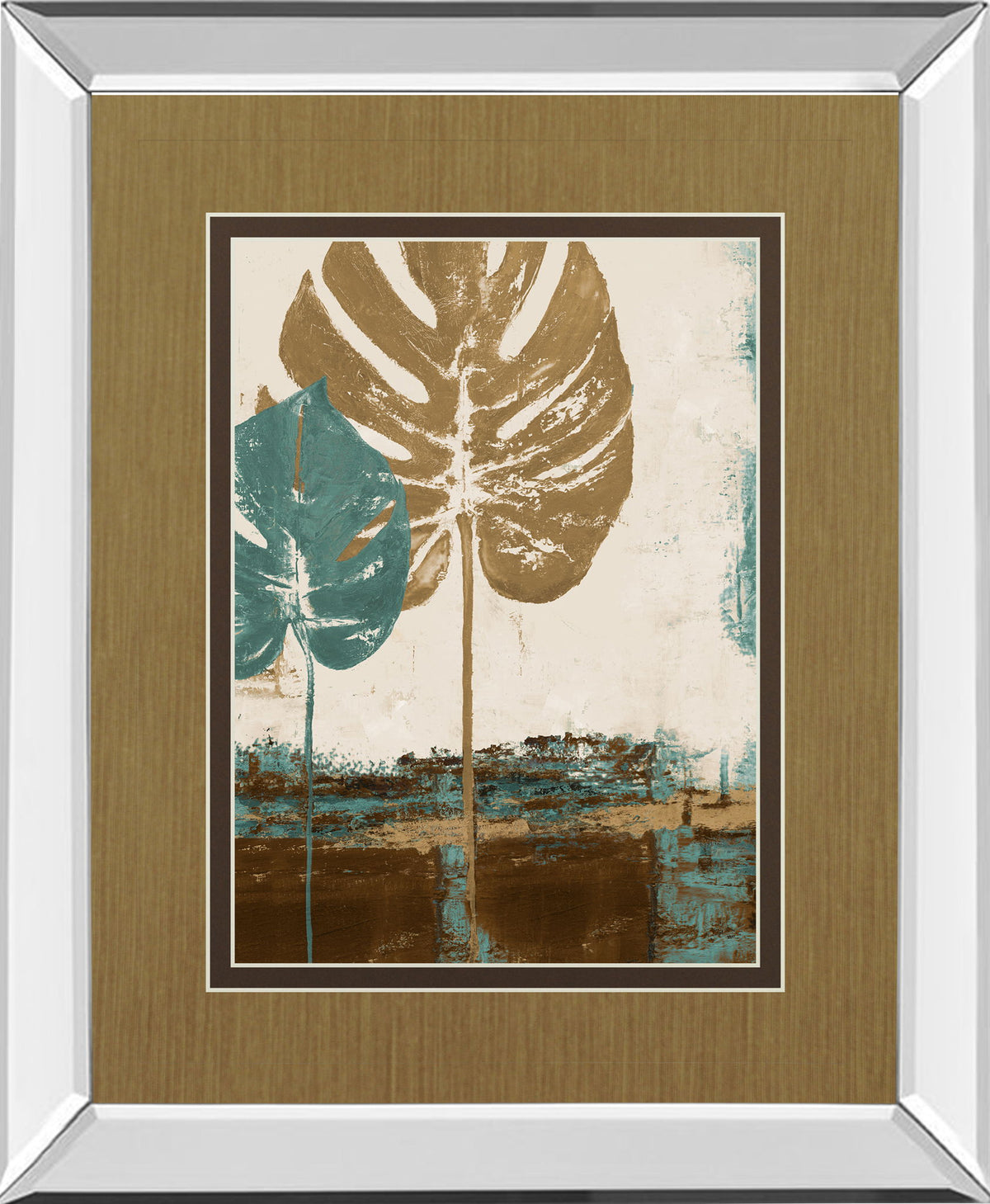 Leaves Il By Patricia Pinto - Mirror Framed Print Wall Art - Beige