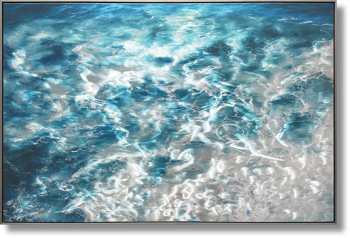 Glistening Tidal Flow - 32" x 47" Framed Wall Art - Blue