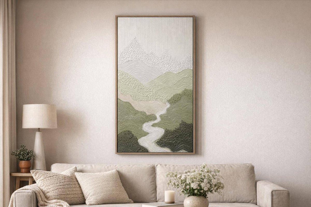 Verdant Passage I Hand-Painted Canvas In Frame - Black / Green