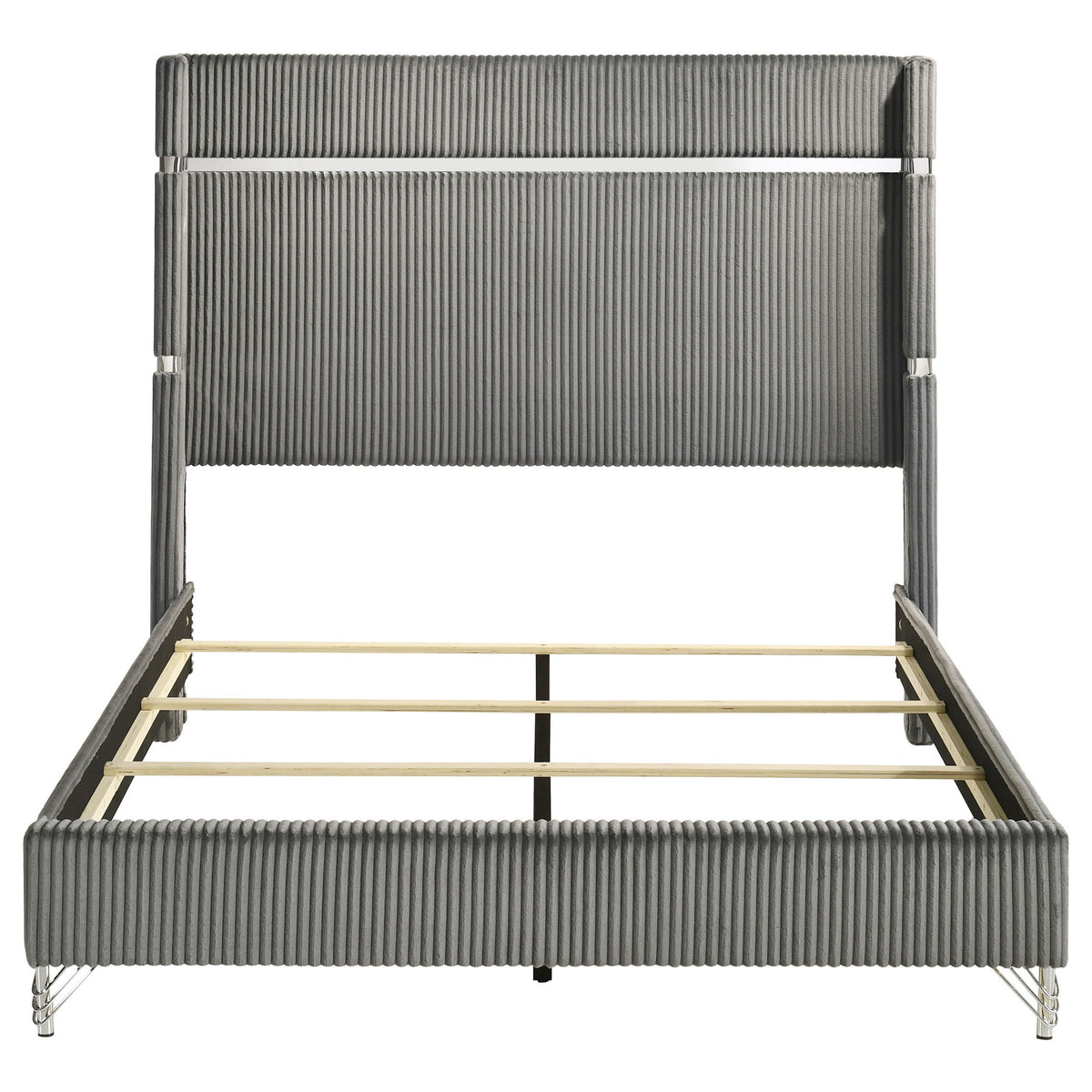 Lucia 61-inch Upholstered Queen Wingback Bed Grey