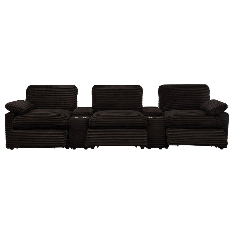 Collins 5-Piece Power Reclining Home Theater Seating Chocolate Brown
