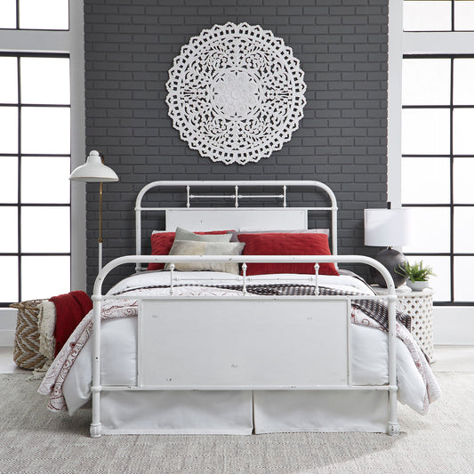 Vintage Series Queen Metal Bed – Antique White