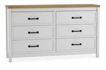 Kerisden - Six Drawer Dresser - White / Brown