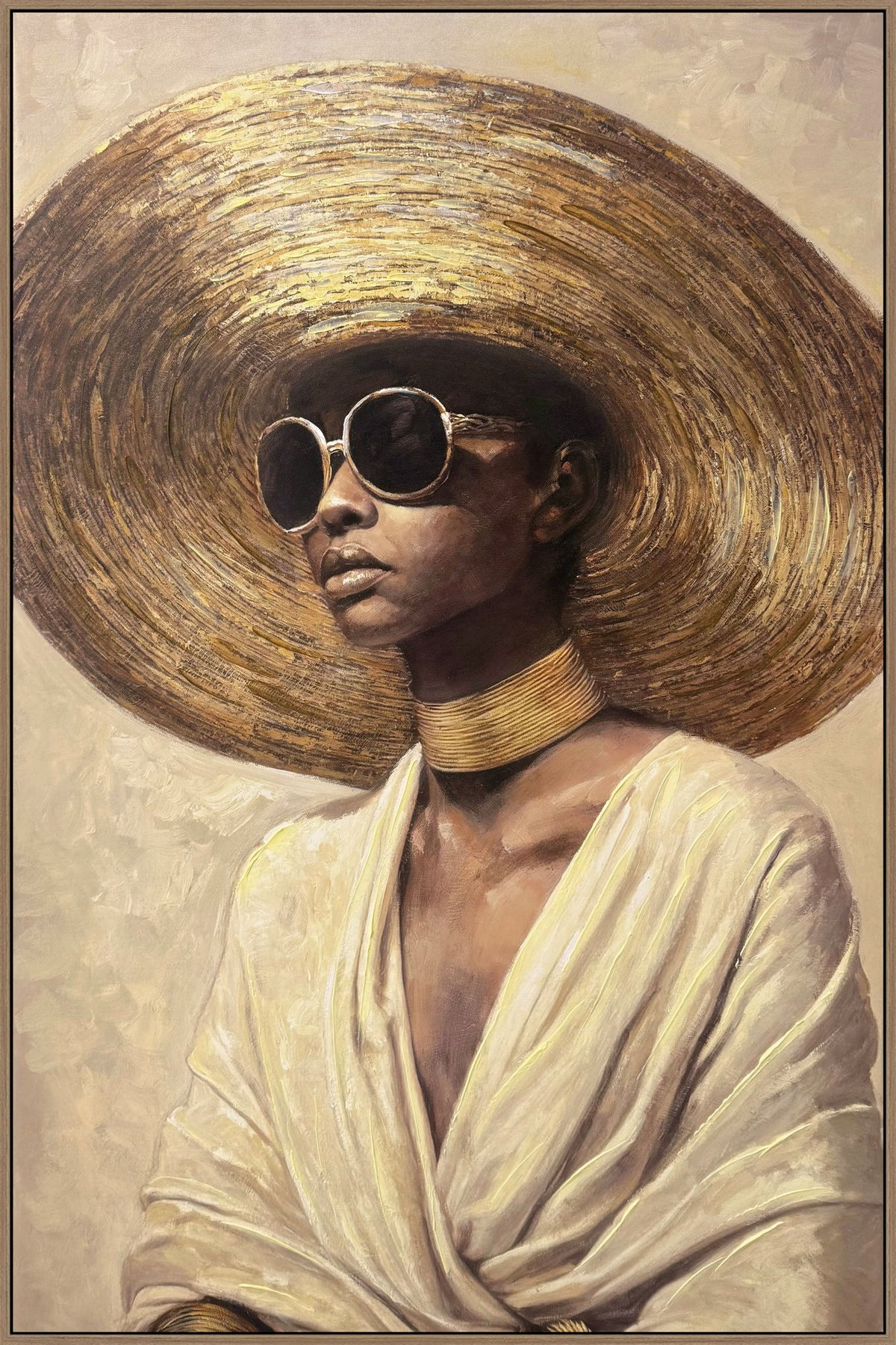 Sunlit Muse II Hand-Embellished Canvas In Frame - Beige / Brown
