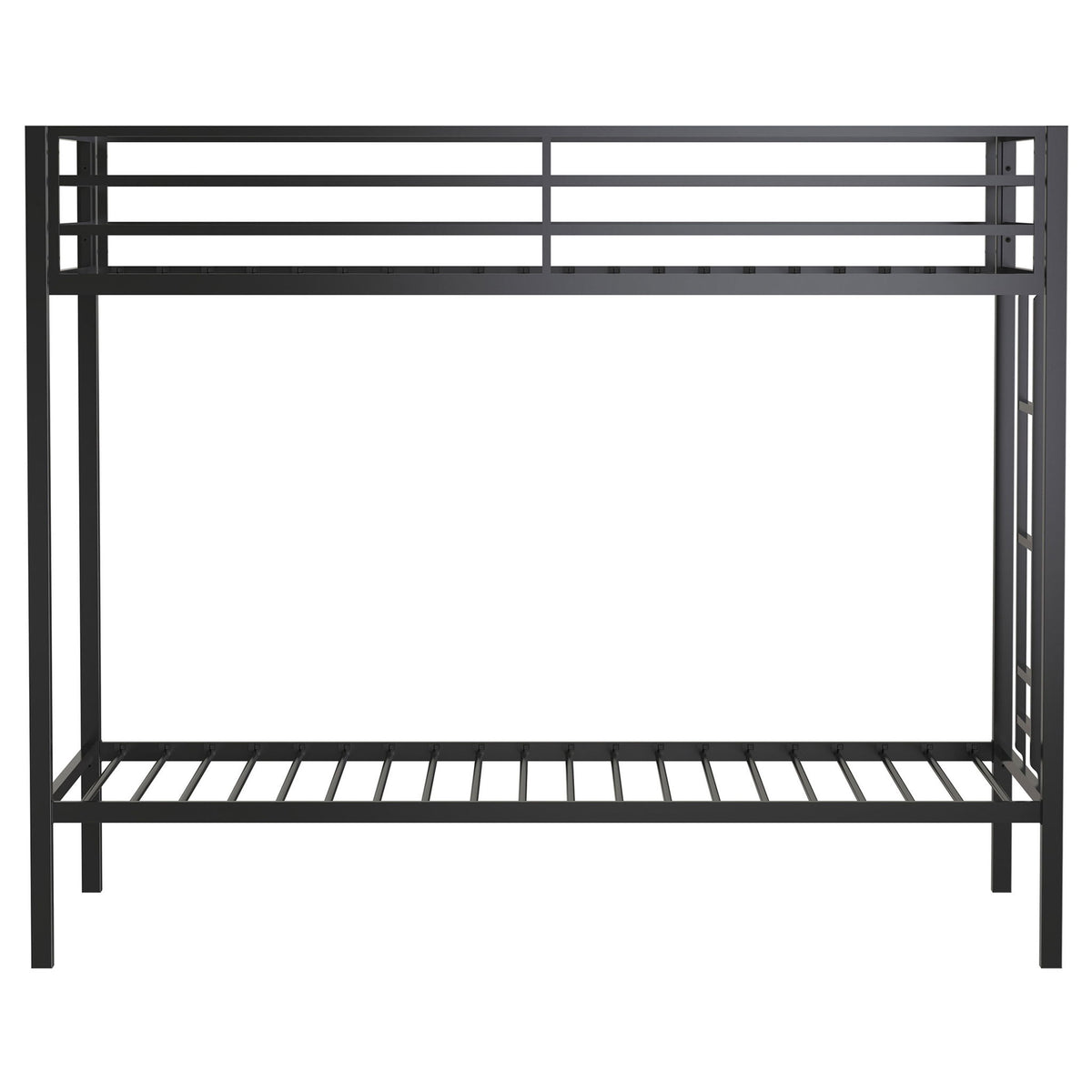 Alevera Metal Twin Over Twin Bunk Bed with Ladder Black