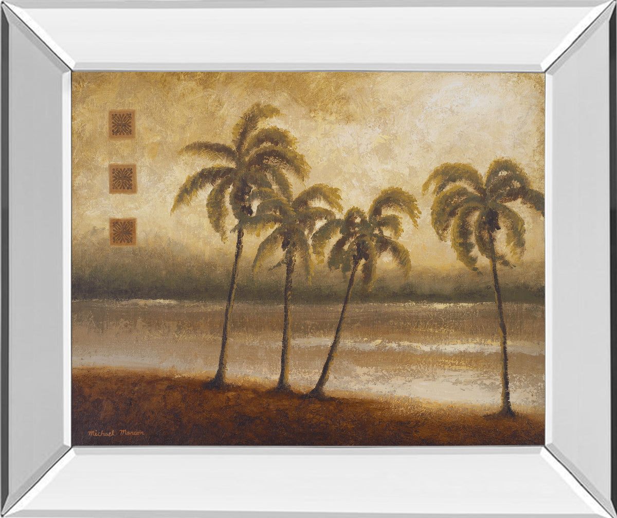 Tropical Escape I By Michael Marcon - Mirror Framed Print Wall Art - Light Brown