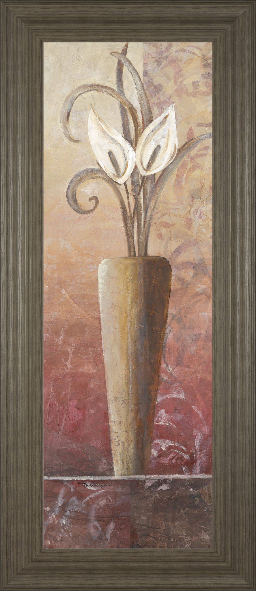Flower In Vase I - Framed Print Wall Art - Light Brown