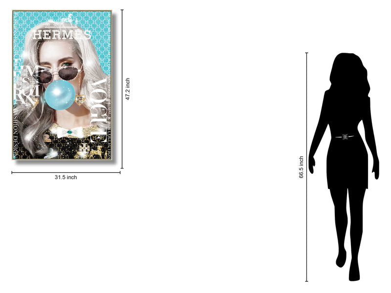 Gilded Glam Pop - 32" x 47" Framed Wall Art - Light Blue