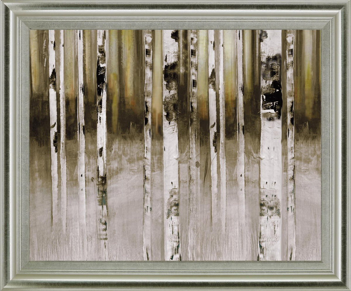 Dusky Birch Woods - 28" x 34" Framed Wall Art - Light Brown