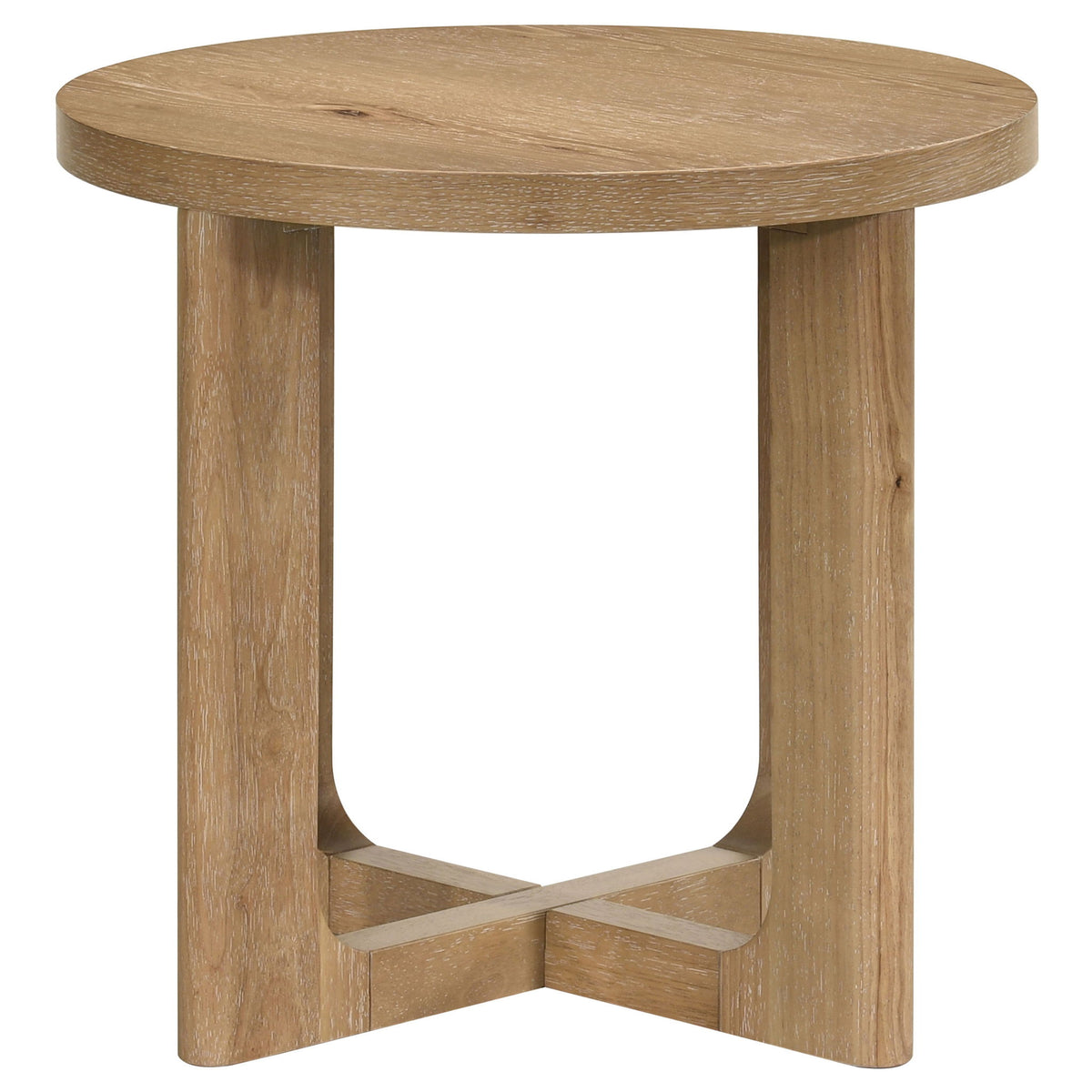 Kessler 3-piece Round Sculptural Wood Coffee Table Set Light Oak