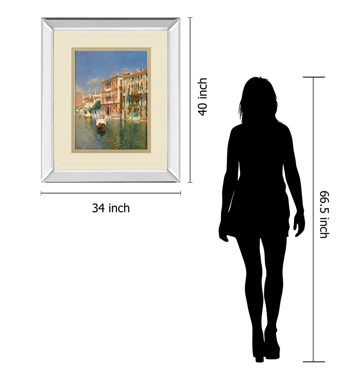 The Grand Canal, Venice By Rubens Santora - Mirror Framed Print Wall Art - Beige
