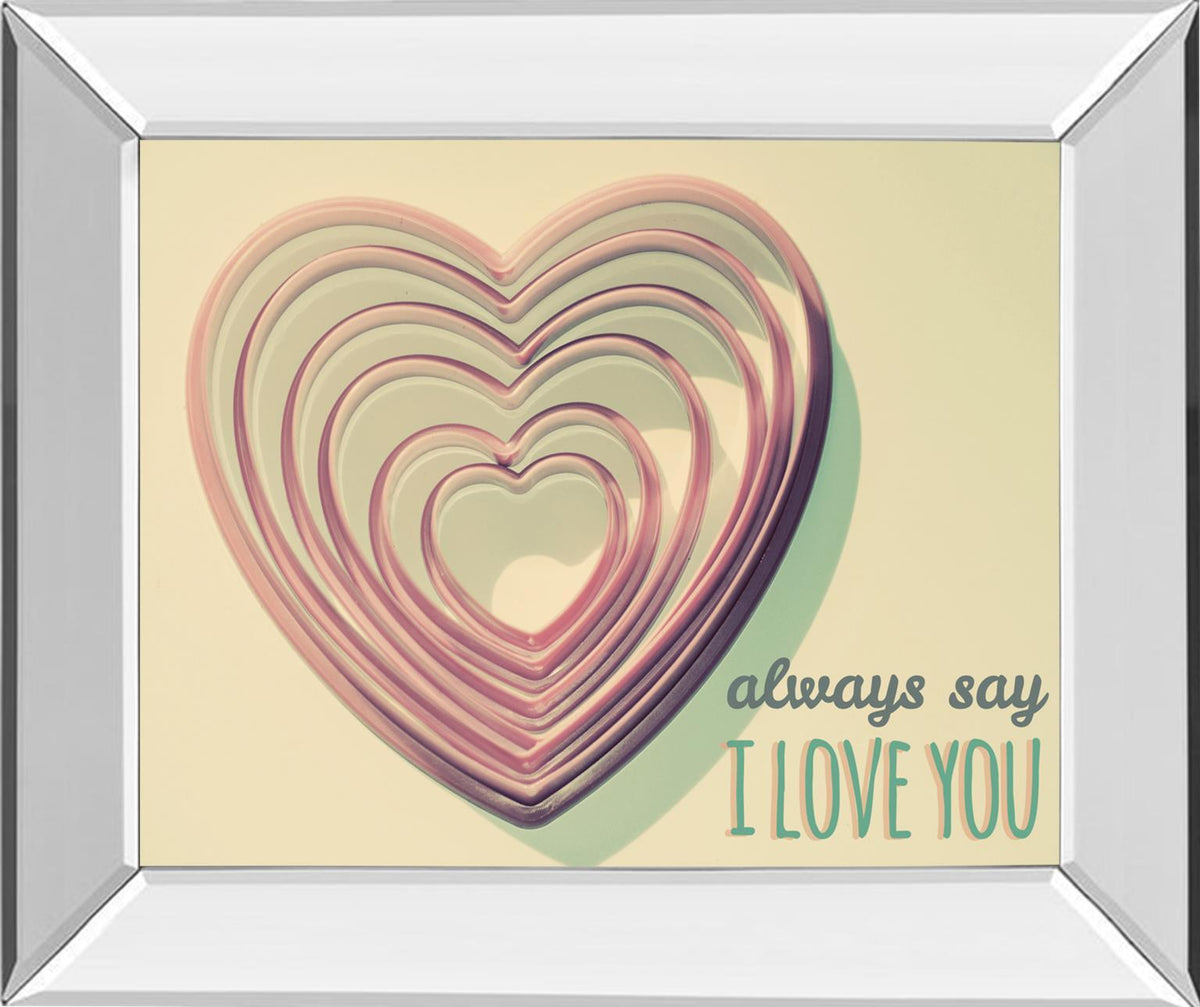 Layered Heart Glow - 22" x 26" Framed Wall Art - Yellow