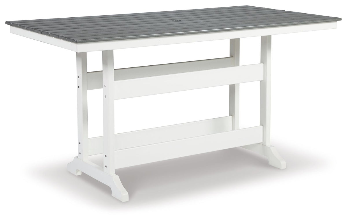 Transville - Rectangular Counter Table With Umbrella Option - Gray / White
