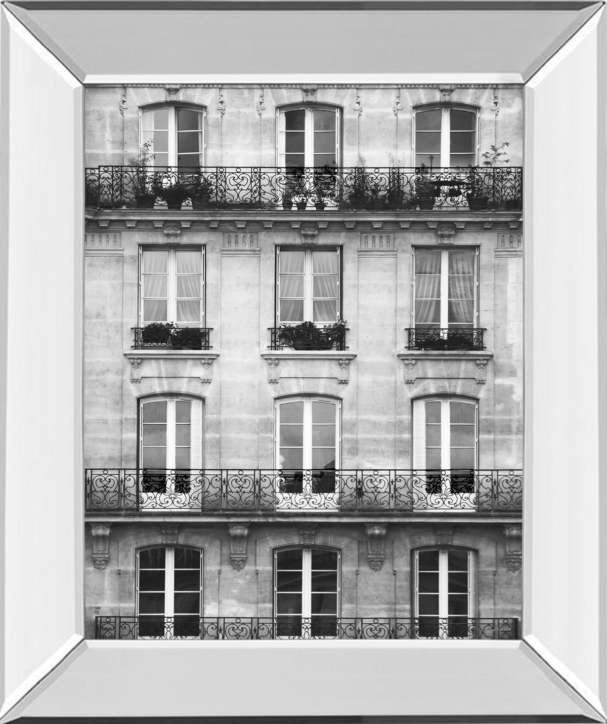 Across The Street Il By Laura Marshall - Mirror Framed Print Wall Art - Gray