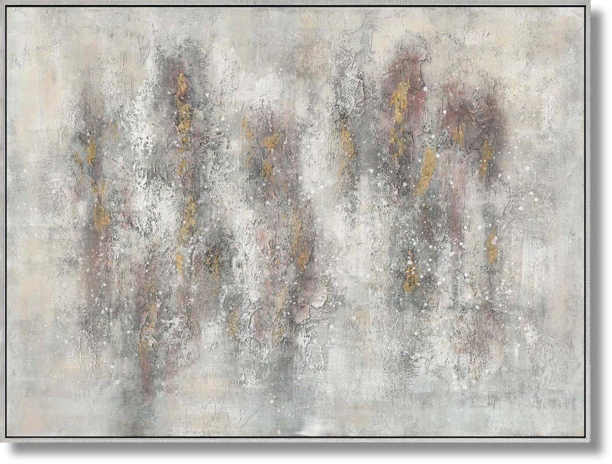 Mist Veil Harmony - 36" x 48" Framed Wall Art - Silver